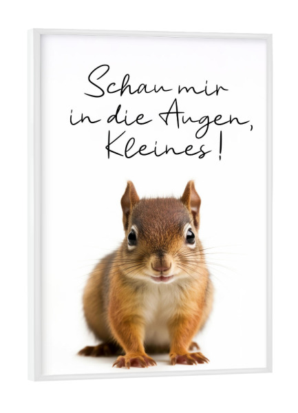 Poster mit weißem Rahmen "Verliebtes Eichhörnchen" artboxONE - Typografie,Tiere,Lustig