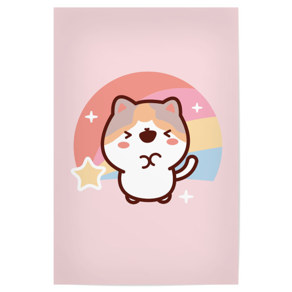 Poster "Katzen-Regenbogen-Kawaii-Stil" artboxONE - Für Kinder,Tiere