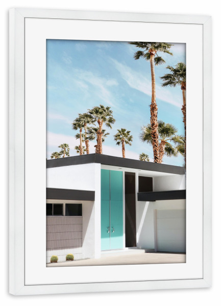 Poster mit Rahmen weiß "Leben in Palm Springs" artboxONE - Natur,Reise,Floral,Architektur,Für Papa