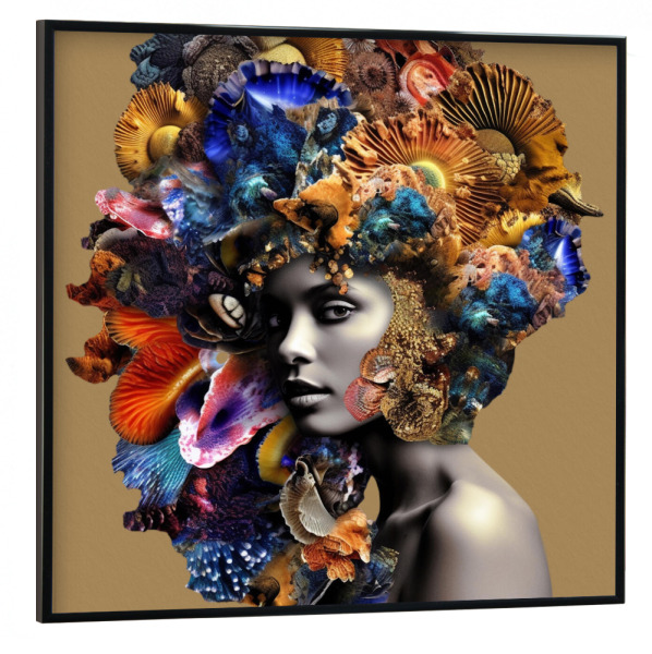 Poster mit schwarzem Rahmen 30x30 cm "Korallen Frauen Portrait" artboxONE - Abstrakt,Menschen,Fashion