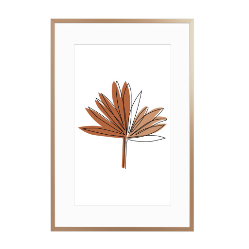 Boho one line leaf