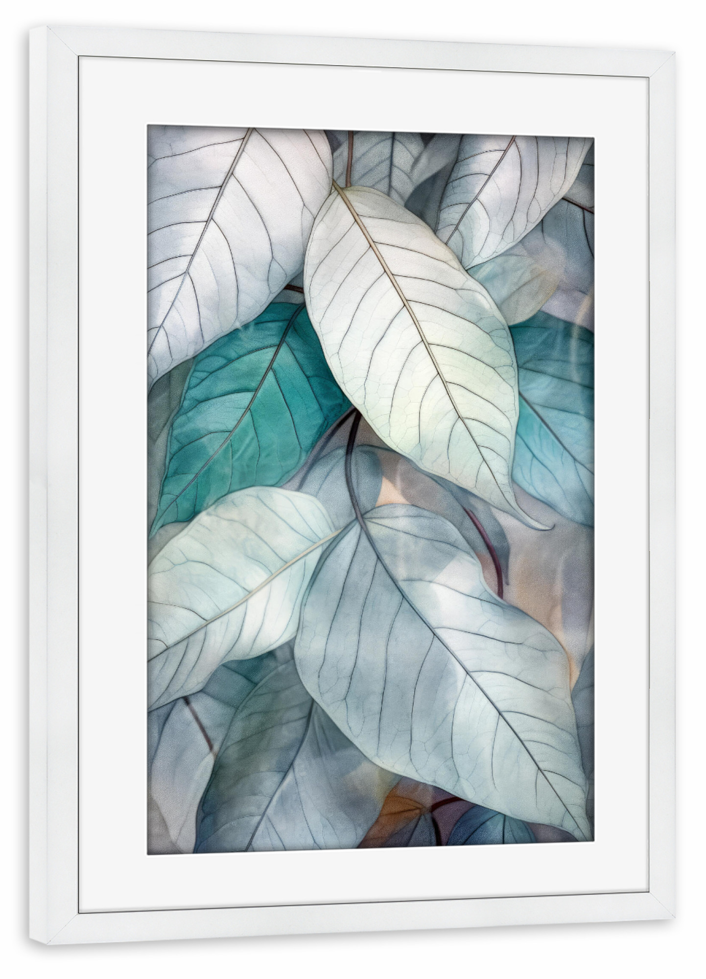 Poster mit Rahmen weiß "Blumenblätter Kunst B" artboxONE - Floral - Natur,Blumen,Blumen,Botanisch,Blätter,Blatt,Blumen