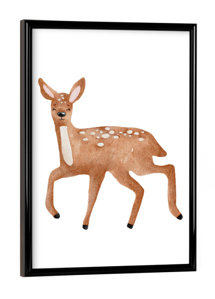 Poster mit schwarzem Rahmen "Aquarell-Hirsch-Design" artboxONE - Für Kinder,Tiere