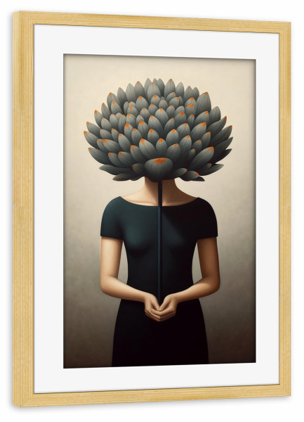 Poster mit Rahmen kiefer "Große Blütenfrau" artboxONE - Floral,Abstrakt,Menschen