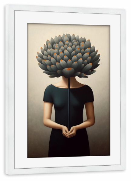 Poster mit Rahmen weiß "Große Blütenfrau" artboxONE - Floral,Abstrakt,Menschen