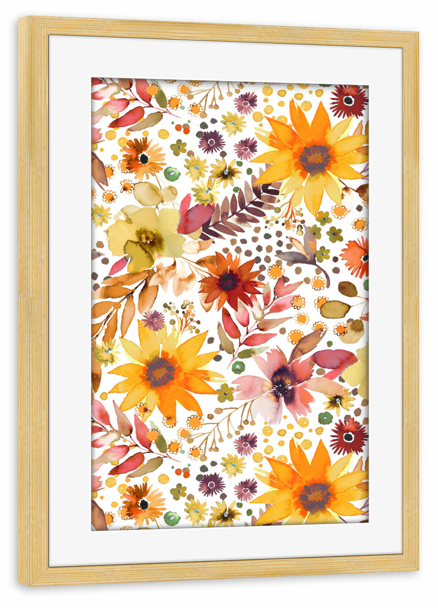 Poster mit Rahmen kiefer "Sommer Orange große Sonnenblumen" artboxONE - Natur,Floral,Für Mama