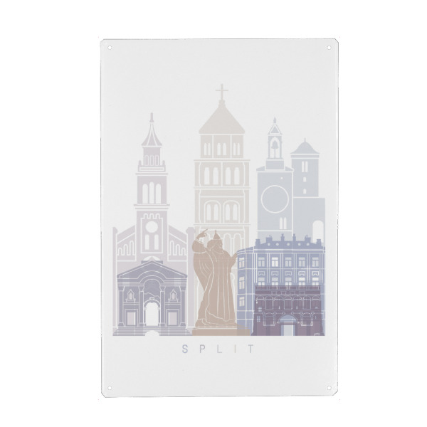 Metall Poster "SPLIT SKYLINE IN PASTELLFARBE" artboxONE - Städte,Architektur