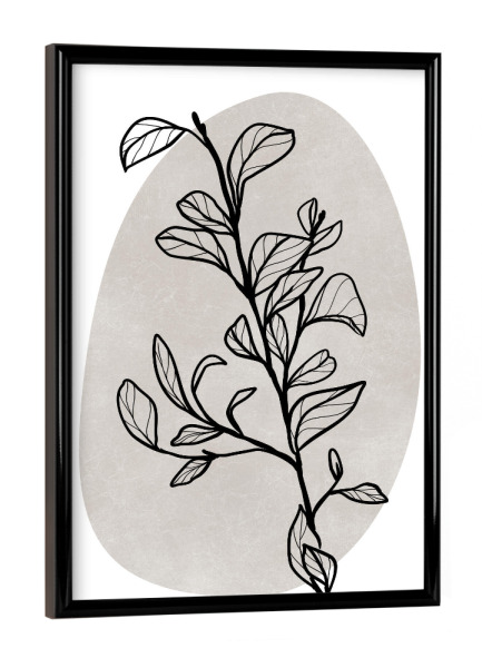 Poster mit schwarzem Rahmen "Garran A" artboxONE - Floral,Abstrakt - Zweig,Blätter,Strichzeichnungen,Botanisch,Einfach,Floral,Pflanze