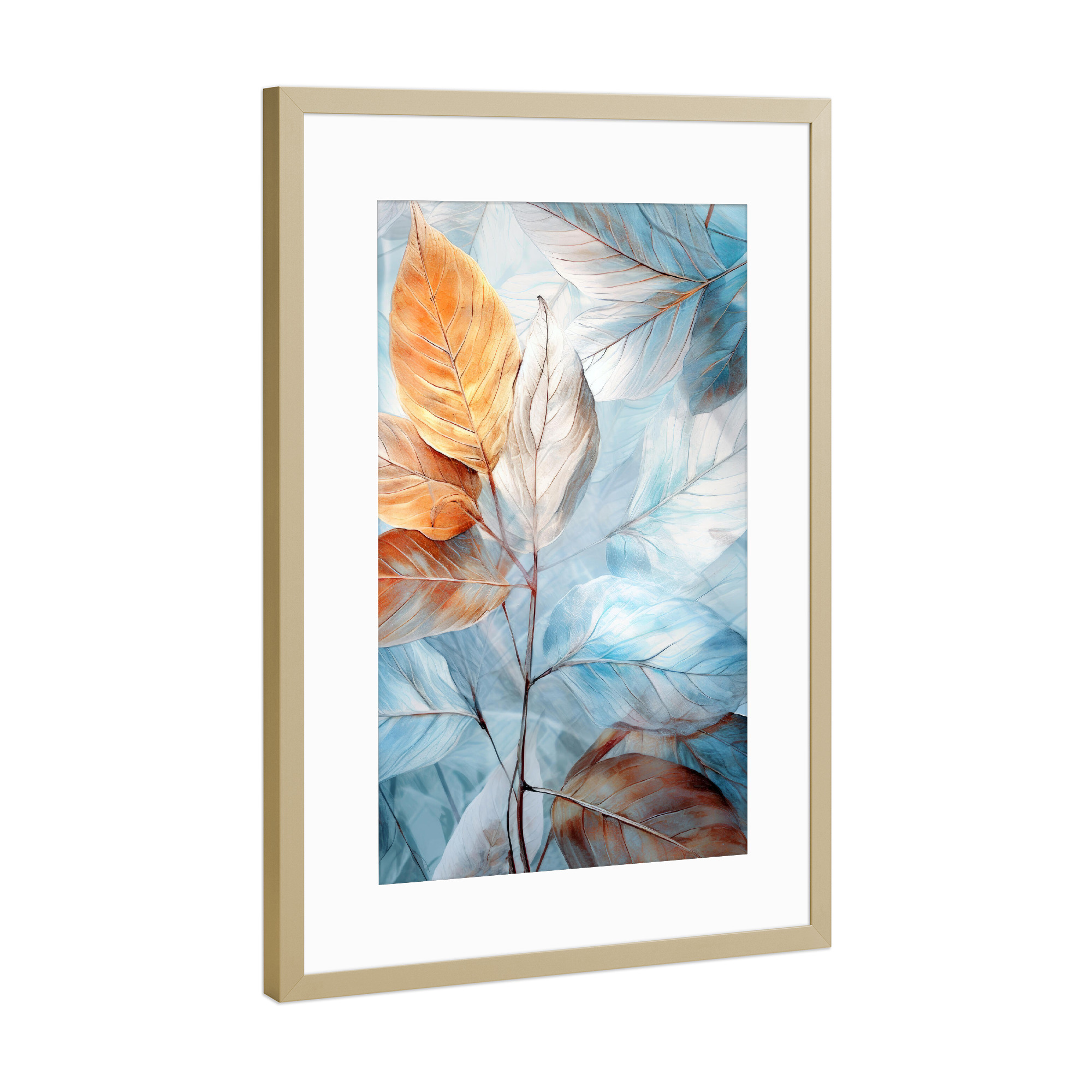 Poster mit Rahmen Gold "Blumenblätter Kunst D" artboxONE - Floral - Natur,Blumen,Blumen,Botanisch,Blätter,Blatt,Blumen