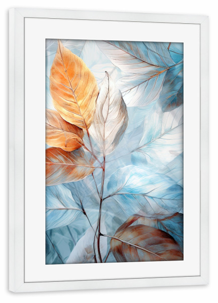 Poster mit Rahmen weiß "Blumenblätter Kunst D" artboxONE - Floral - Natur,Blumen,Blumen,Botanisch,Blätter,Blatt,Blumen