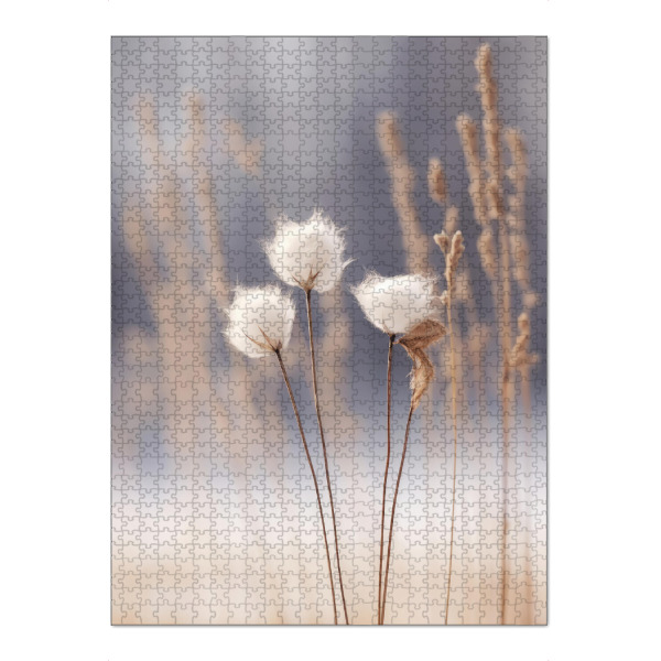 Puzzle Ravensburger "Wollblumen" artboxONE - Natur,Floral,Für Mama - Natur,Baumwolle,Blume,Winter,Fotografie,Digitale kunst,Treechild,Gras,Outside