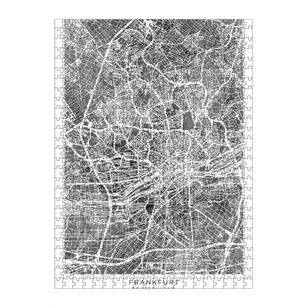 artboxONE Puzzle "Frankfurt Deutschland Stadtplan BW" artboxONE - Städte - Frankfurt,Deutschland,Stadtkarte,Karte,Stadtplan,Aquarell,Malerei