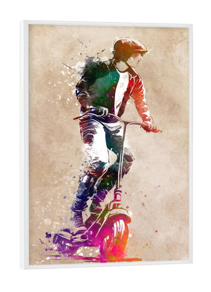 Poster mit weißem Rahmen "Rollersportkunst A" artboxONE - Sport / Motorsport,Sport - Roller,Sport,Spiel,Illustration,Grafik,Aktiv,Transport,Städtisch
