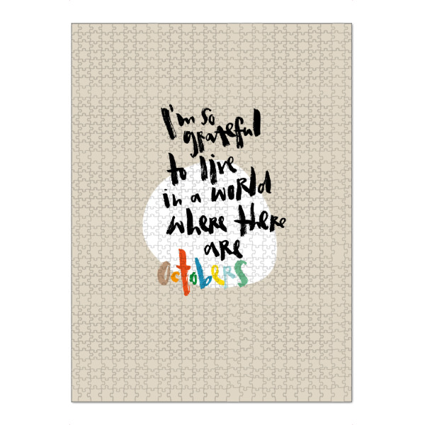 Puzzle Ravensburger "Octobers" artboxONE - Typografie - Beige,Oktober,Herbst,Typografie,Lettering - Bild beige