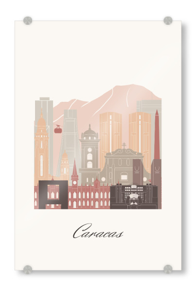 Acrylglasbild "Caracas-Skyline im Terrakotta-Stil" artboxONE - Städte,Reise,Architektur,Kartografie