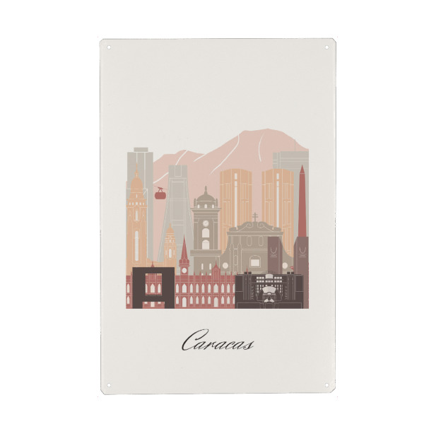 Metall Poster "Caracas-Skyline im Terrakotta-Stil" artboxONE - Städte,Reise,Architektur,Kartografie