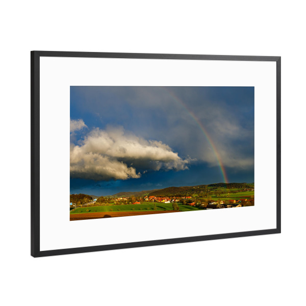 Poster mit Rahmen Schwarz (Metallic) "Blick auf Herleshausen" artboxONE - Natur,Architektur