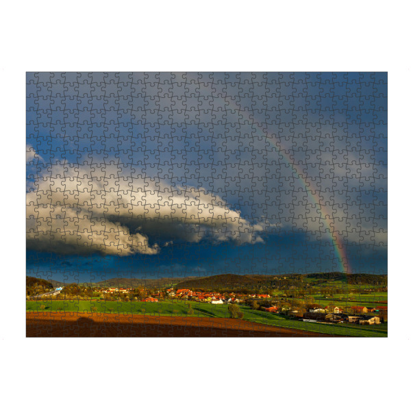artboxONE Puzzle "Blick auf Herleshausen" artboxONE - Natur,Architektur - Herleshausen,Hessen,Dorf,Werratal,Deutschland,Landschaft,Natur,Regenbogen