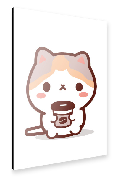 Alu-Dibond "Süße Katze hält Kaffeetasse" 30x20 cm artboxONE