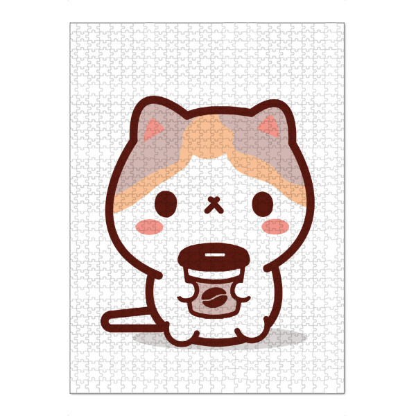 Puzzle Ravensburger "Süße Katze hält Kaffeetasse" artboxONE - Für Kinder,Tiere