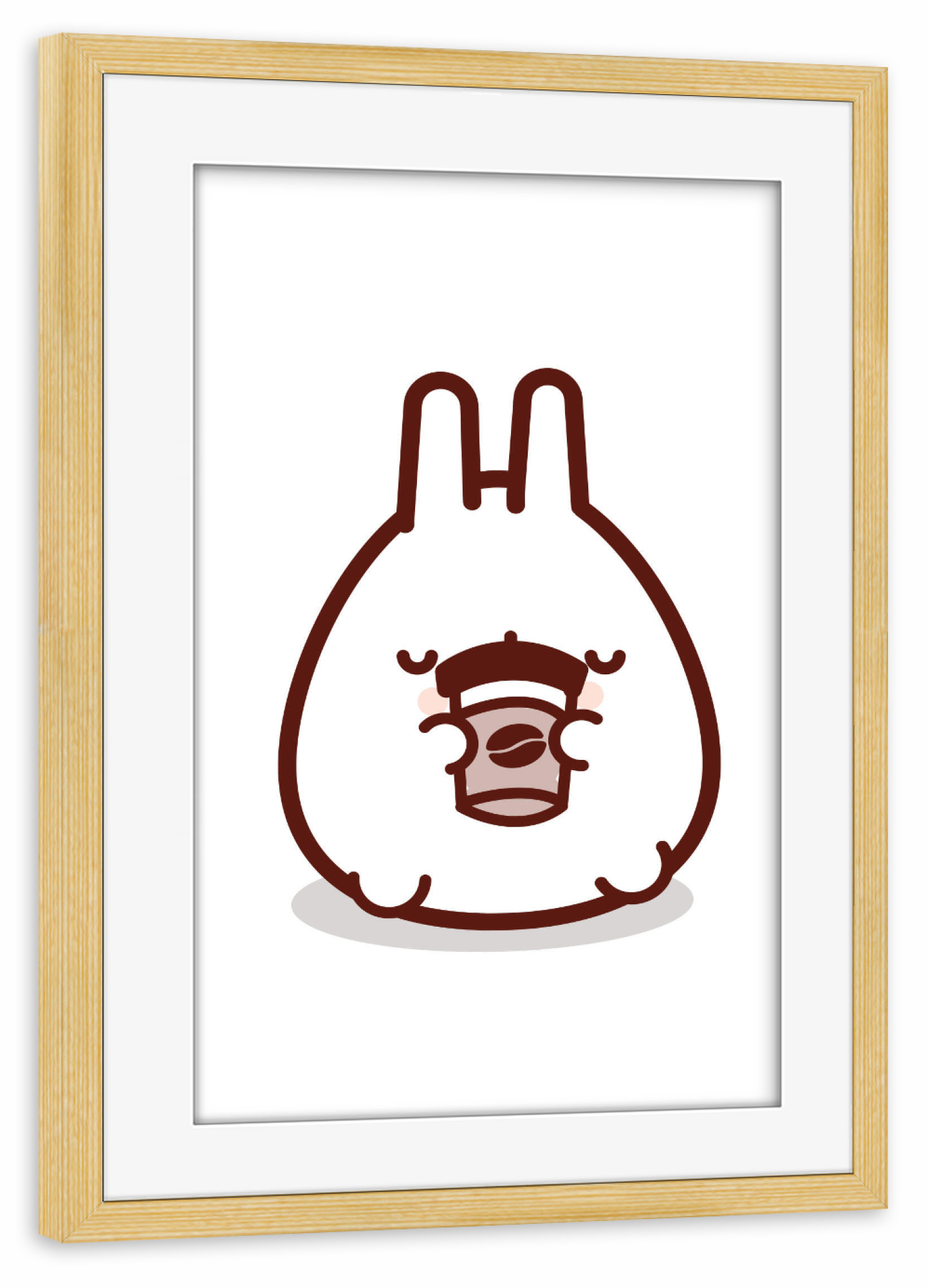 Poster mit Rahmen kiefer "Niedlicher Hase, der Kaffee trinkt" artboxONE - Tiere