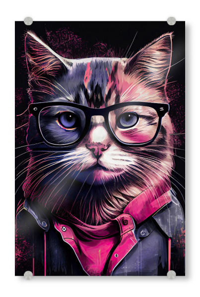 Acrylglasbild "Hipster-Katzenweide" artboxONE - Für Kinder,Tiere - Katze,Katzen,Kätzchen,Hipster,Indie,Tiere,Haustier