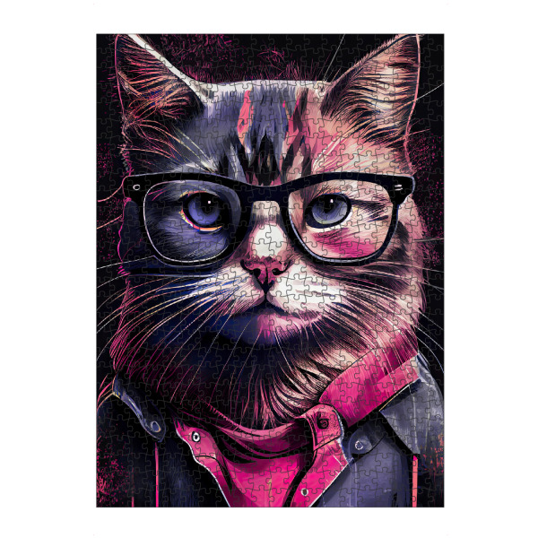 Puzzle Ravensburger "Hipster-Katzenweide" artboxONE - Für Kinder,Tiere - Katze,Katzen,Kätzchen,Hipster,Indie,Tiere,Haustier - Bild katze