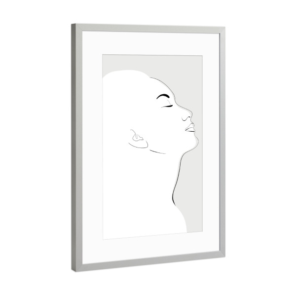Poster mit Rahmen Silber "Orli-Porträt" artboxONE - Abstrakt,Menschen - Gesicht,Frau,Strichzeichnungen