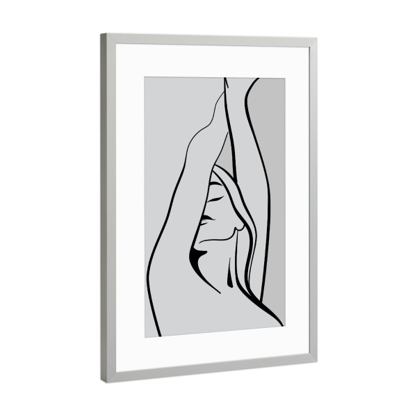 Poster mit Rahmen Silber "Elisenda" artboxONE - Menschen - Strichzeichnungen,Weiblich,Figur,Silhouette,Minimalistisch,Minimalismus,Scandi,Frau