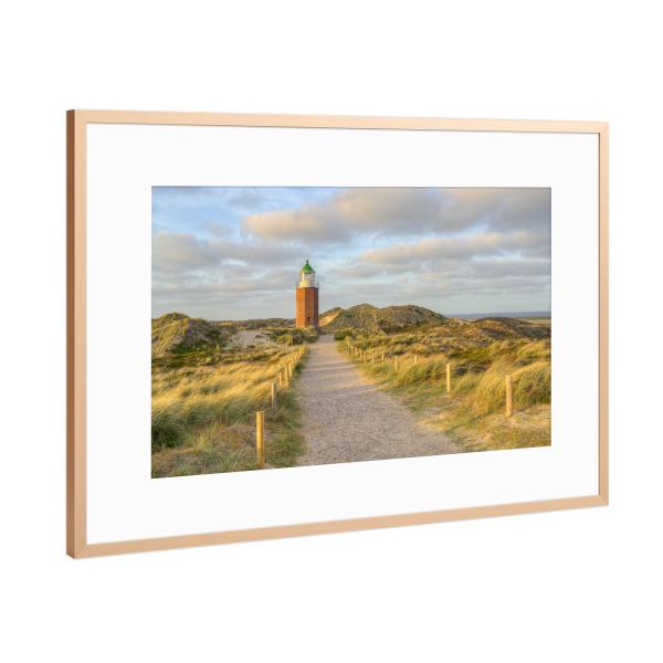 Poster mit Rahmen Kupfer "Quermarkenfeuer Rotes Kliff" artboxONE - Reise,Architektur,Reise / Strand und Meer