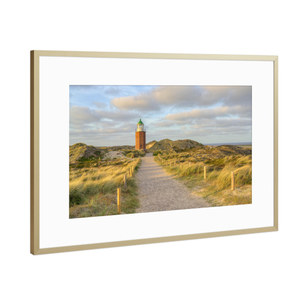 Poster mit Rahmen Gold "Quermarkenfeuer Rotes Kliff" artboxONE - Reise,Architektur,Reise / Strand und Meer