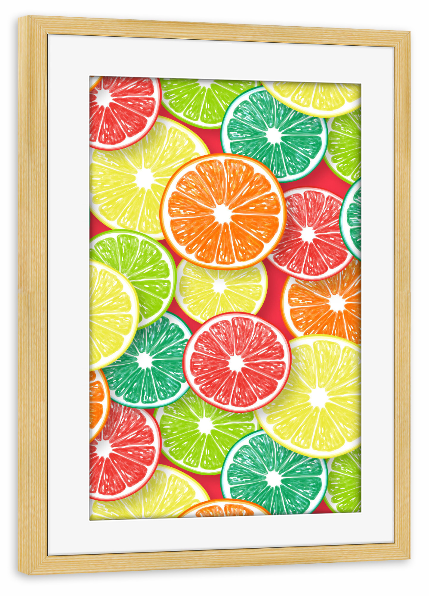 Poster mit Rahmen kiefer "Verschiedene Zitrusscheiben" artboxONE - Essen & Trinken / Obst & Gemüse