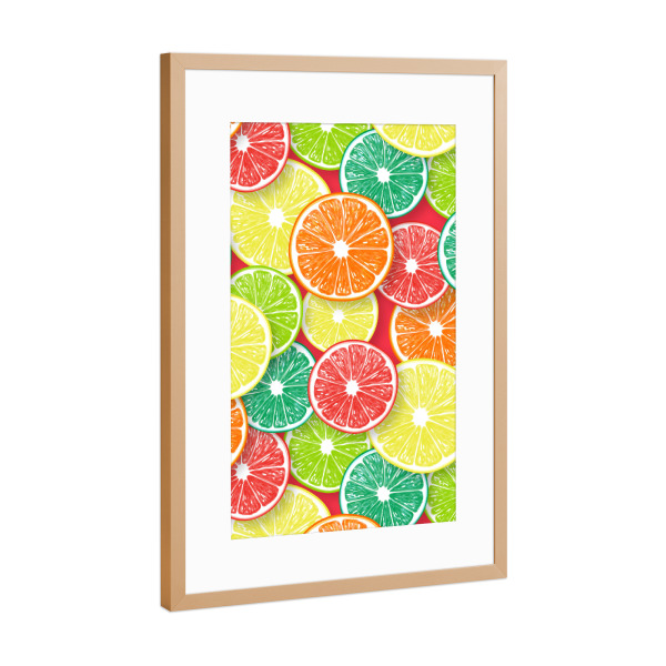 Poster mit Rahmen Kupfer "Verschiedene Zitrusscheiben" artboxONE - Essen & Trinken / Obst & Gemüse