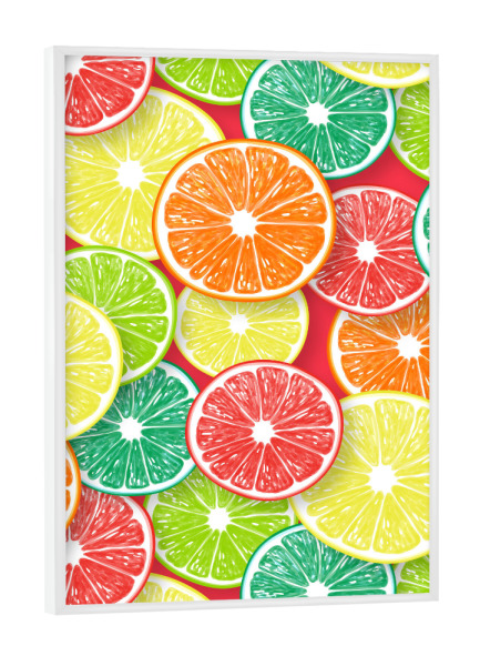Poster mit weißem Rahmen "Verschiedene Zitrusscheiben" artboxONE - Essen & Trinken / Obst & Gemüse