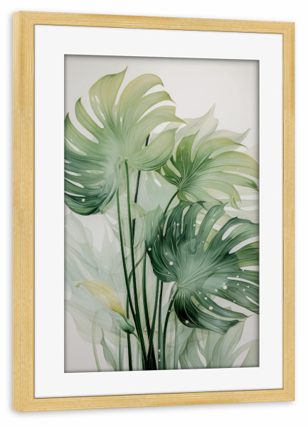 Poster mit Rahmen kiefer "Grünes Licht" artboxONE - Natur,Floral,Abstrakt