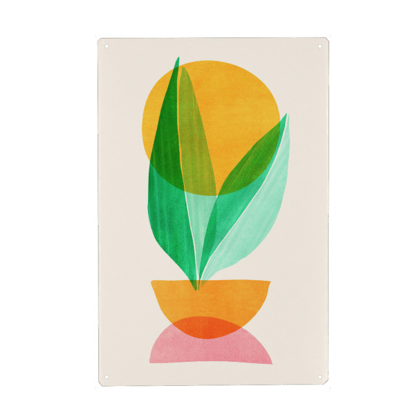 Holzbild "Sommer-Stack-Zusammenfassung" artboxONE - Natur,Floral,Abstrakt - Abstrakt,Kunst,Formen,Minimialsim,Pflanze,Zimmerpflanze,Sommer,Bunt