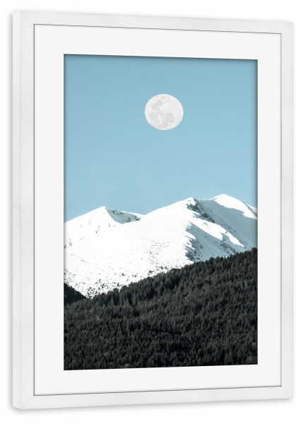 Poster mit Rahmen weiß "Vollmond in den Bergen" artboxONE - Natur,Reise