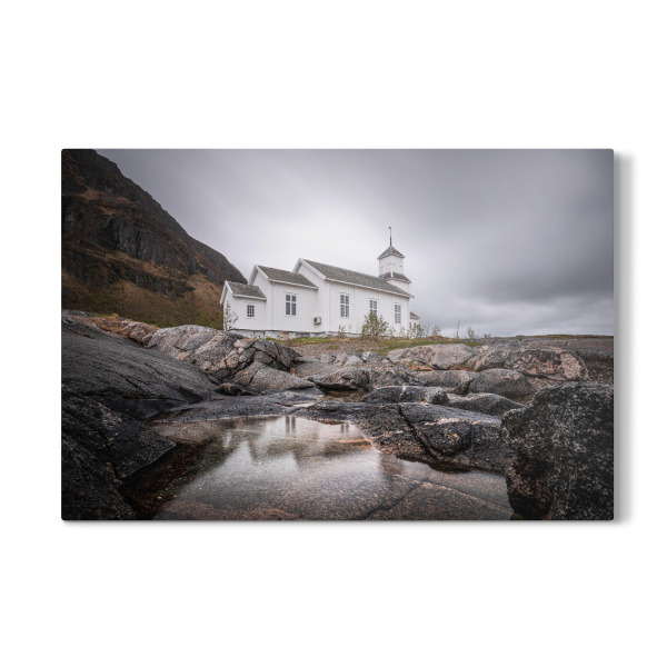 Galerie-Print "Weiße Holzkirche Lofoten" 30x20 cm artboxONE