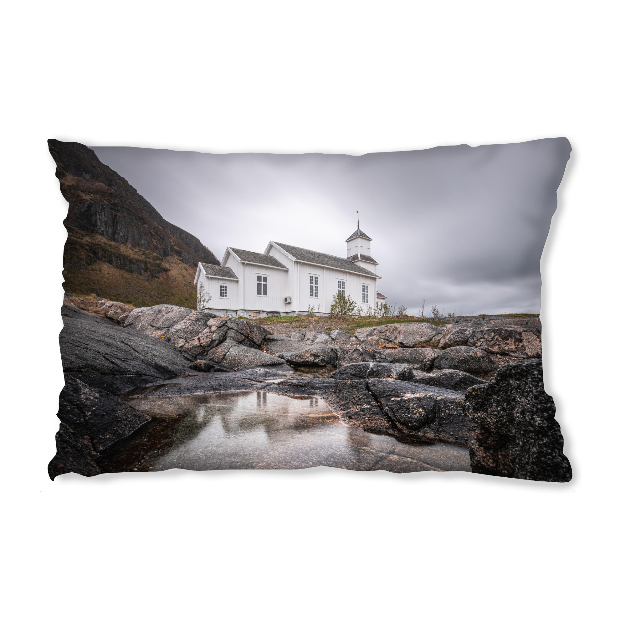 Design-Kissen "Weiße Holzkirche Lofoten" artboxONE - Reise,Architektur