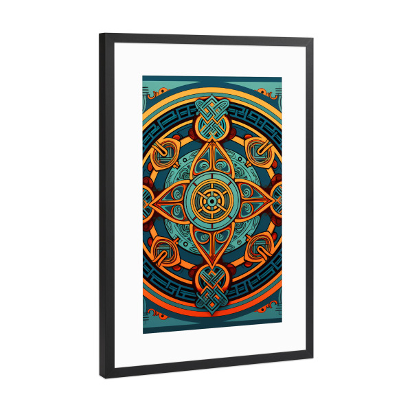 Poster mit Rahmen Schwarz (Metallic) "Mandala - Keltisch - Rollo" artboxONE - Natur,Abstrakt