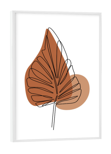 Poster mit weißem Rahmen "Abstraktes einzeiliges Blatt" artboxONE - Floral,Abstrakt