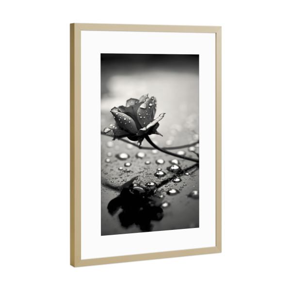 Poster mit Rahmen Gold "Monochrome Impression (two)" artboxONE - Floral,Schwarzweiß,Für Mama