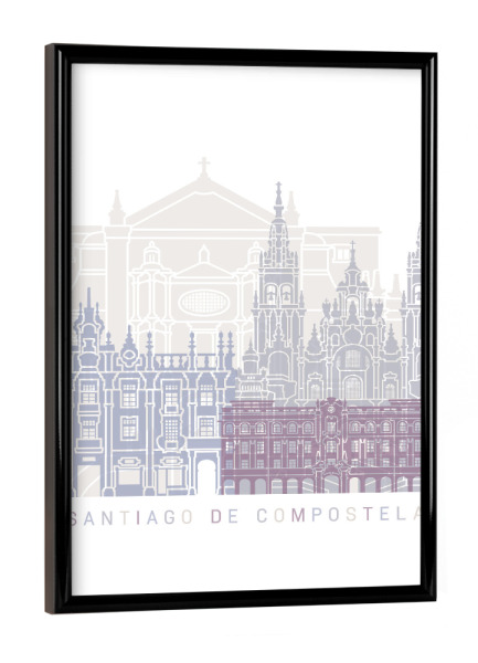 Poster mit schwarzem Rahmen "SANTIAGO DE COMPOSTELA SKYLINE-m" artboxONE - Städte,Architektur
