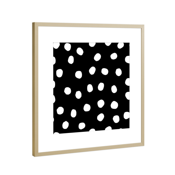 Poster mit Rahmen Gold "Gepunktet schwarz/weiß" artboxONE - Abstrakt