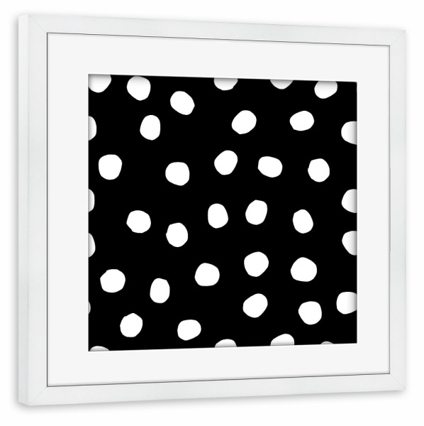 Poster mit Rahmen weiß "Gepunktet schwarz/weiß" artboxONE - Abstrakt