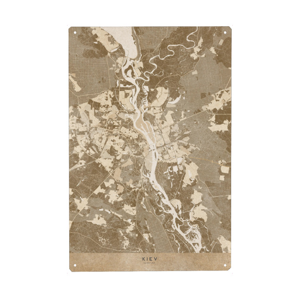 Holzbild "Sepia-Karte von Kiew" artboxONE - Städte / Weitere,Kartografie