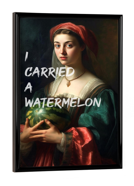 Poster mit schwarzem Rahmen "I carried a watermelon" artboxONE - Typografie,Menschen,Lustig