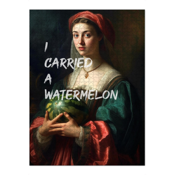 Puzzle Ravensburger "I carried a watermelon" artboxONE - Typografie,Menschen,Lustig