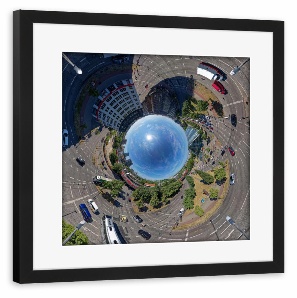 Poster mit Rahmen schwarz "HH -Anckelmannspl. Kreuzung invert" artboxONE - Städte,Städte / Hamburg,Reise,Architektur,Reise / Länder