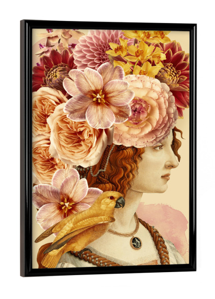 Poster mit schwarzem Rahmen "Gelber Vogel" artboxONE - Floral,Tiere,Abstrakt